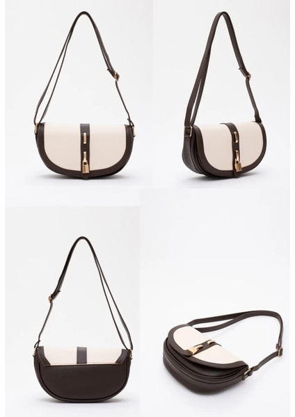 Kilit Detaylı Suni Deri Tek Bölmeli Çıtçıtlı Şık ve Ergonomik Kol ve Omuz Çantası Zarif