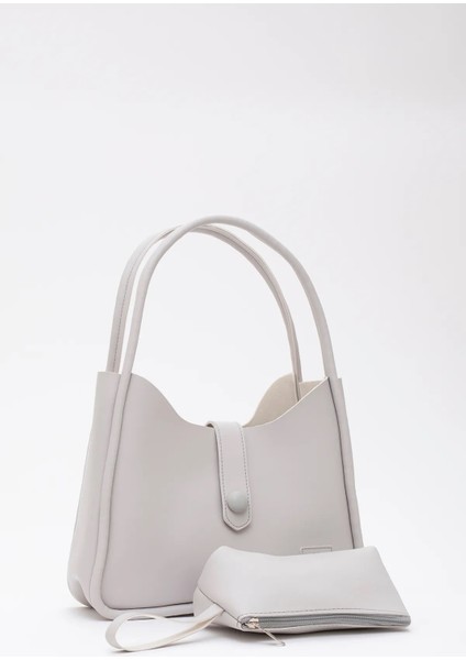 Deri Düğme Detaylı Çıtçıtlı Makyaj Çantalı Şık ve Ergonomik Kol ve Omuz Çantası