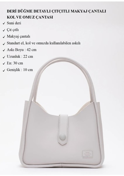 Deri Düğme Detaylı Çıtçıtlı Makyaj Çantalı Şık ve Ergonomik Kol ve Omuz Çantası modelleri