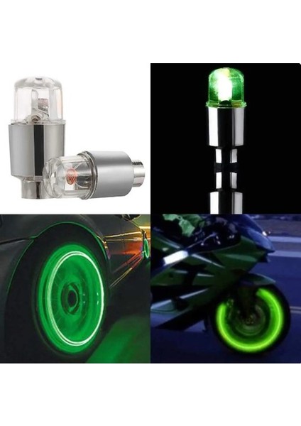 2 Adet Hareket Sensörlü Işıklı Sibop Kapağı Bisiklet Motorsiklet Otomobil Tekerleklerine Uygun