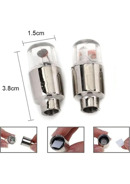 2 Adet Hareket Sensörlü Işıklı Sibop Kapağı Bisiklet Motorsiklet Otomobil Tekerleklerine Uygun