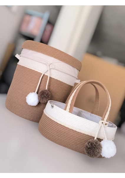 2 Li Kahverengi Bebek Çocuk Odası Sepet Seti modelleri