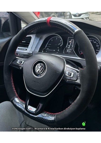 Golf 7 Jetta Passat Tiguan Polo-T-Roc F1 Dikmeli Araca Özel Direksiyon Kılıfı Soft Nokta Kristal
