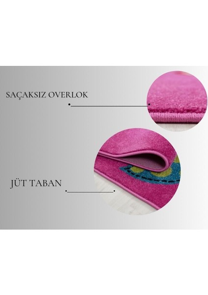 Yuvarlak Çocuk Halısı Sevimli Yıldız Desenli Gri Pembe modelleri