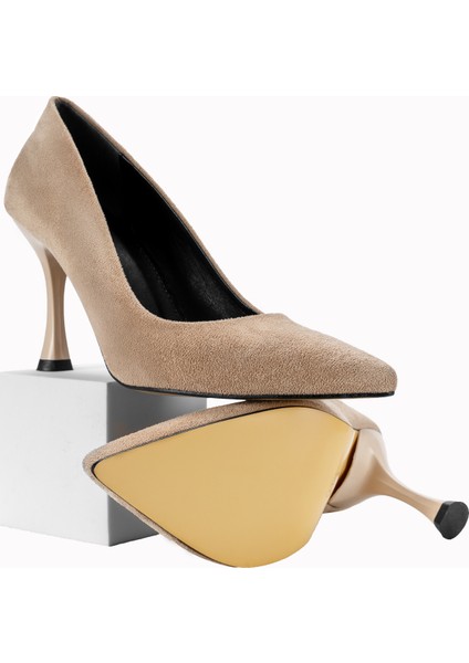 Sivri Burunlu Süet Topuklu Özel Üretim Stiletto Klasik Kadın Ayakkabı