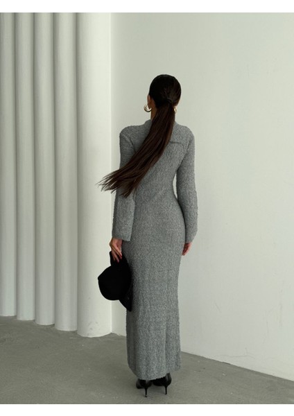 Doku Detaylı Triko Uzun Kadın Elbise fiyatları