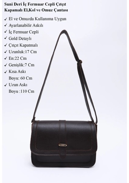 Suni Deri Iç Fermuar Cepli Çıtçıt Kapamalı Şık ve Ergonomik Kol ve Omuz Çantası modelleri