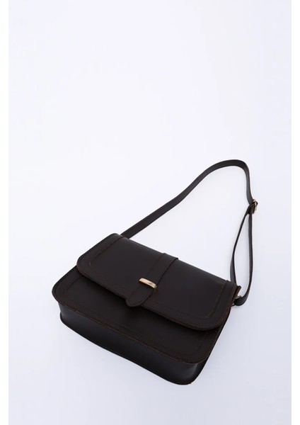 Suni Deri Iç Fermuar Cepli Çıtçıt Kapamalı Şık ve Ergonomik Kol ve Omuz Çantası