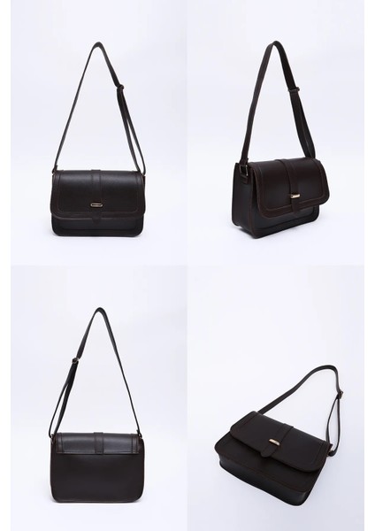 Suni Deri Iç Fermuar Cepli Çıtçıt Kapamalı Şık ve Ergonomik Kol ve Omuz Çantası
