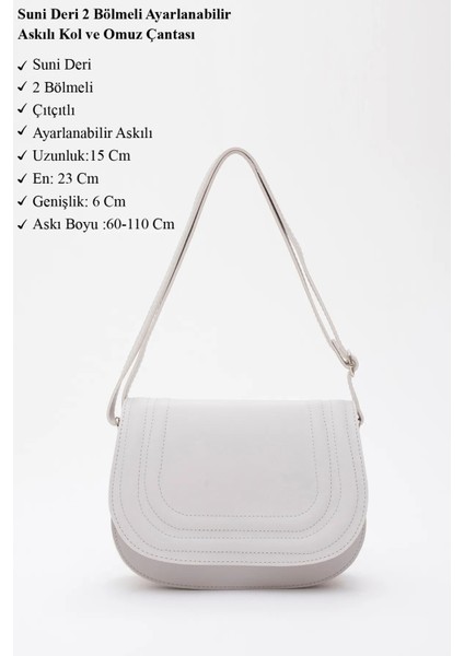 Suni Deri 2 Bölmeli Ayarlanabilir Şık ve Ergonomik Askılı Kol ve Omuz Çantası modelleri