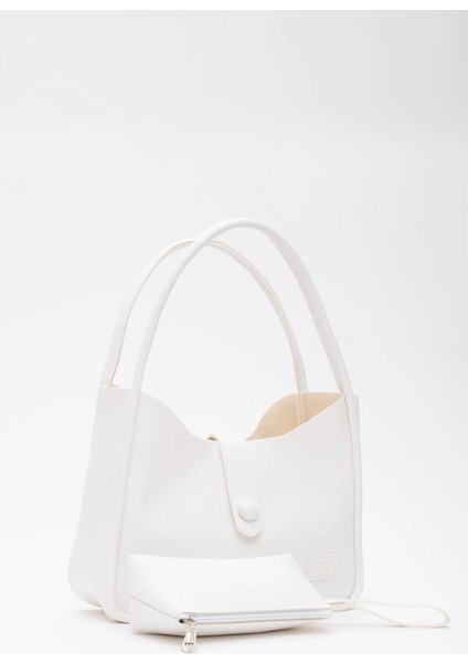 Deri Düğme Detaylı Çıtçıtlı Makyaj Çantalı Şık ve Ergonomik Kol ve Omuz Çantası