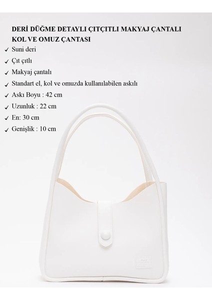 Deri Düğme Detaylı Çıtçıtlı Makyaj Çantalı Şık ve Ergonomik Kol ve Omuz Çantası modelleri