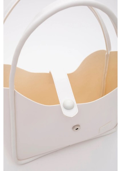 Deri Düğme Detaylı Çıtçıtlı Makyaj Çantalı Şık ve Ergonomik Kol ve Omuz Çantası