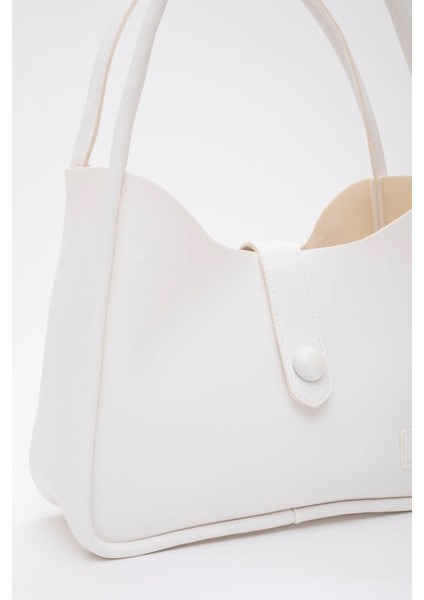 Deri Düğme Detaylı Çıtçıtlı Makyaj Çantalı Şık ve Ergonomik Kol ve Omuz Çantası