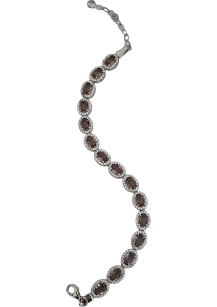 925 Ayar Gümüş Pırlanta Montür Zultanit Taşlı ( Işıga Göre Renk Değiştiren Taş) Bileklik