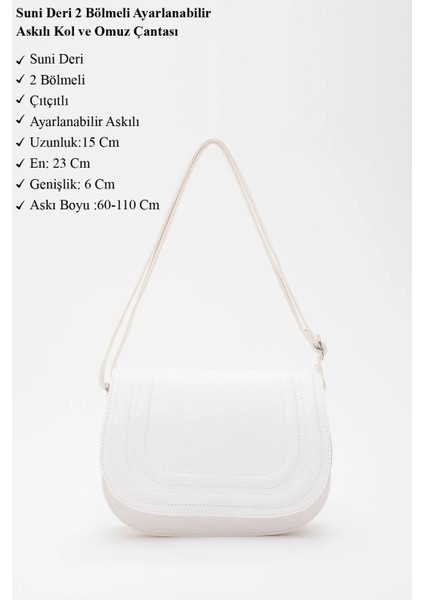 Suni Deri 2 Bölmeli Ayarlanabilir Şık ve Ergonomik Askılı Kol ve Omuz Çantası modelleri