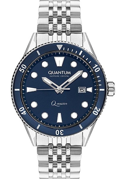 QMG1024.390 Otomatik Erkek Kol Saati | 46MM, Safir Cam, Gümüş Bilezik, Mavi Kadran