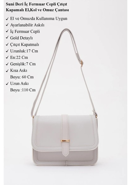 Suni Deri Iç Fermuar Cepli Çıtçıt Kapamalı Şık ve Ergonomik Kol ve Omuz Çantası fırsatları