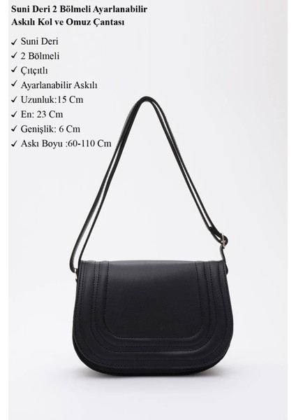 Suni Deri 2 Bölmeli Ayarlanabilir Şık ve Ergonomik Askılı Kol ve Omuz Çantası modelleri