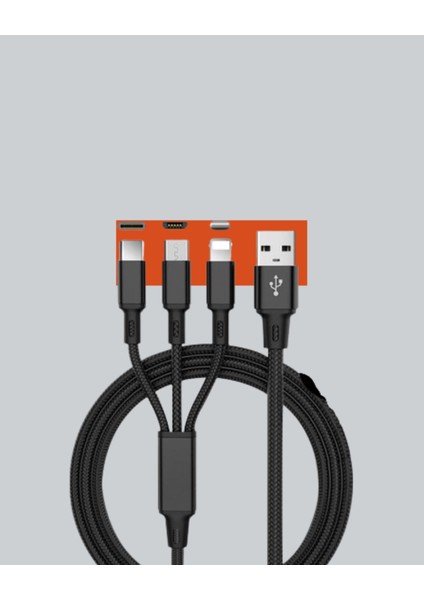 Evrensel 3 Başlıklı Şarj Kablosu – iPhone Huawei Samsung Için modelleri