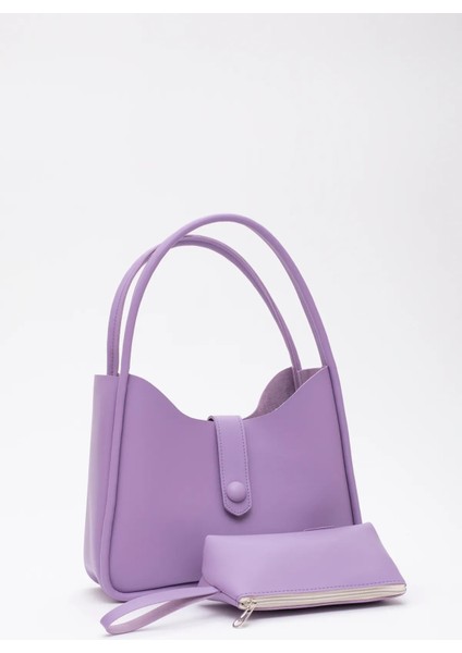 Deri Düğme Detaylı Çıtçıtlı Makyaj Çantalı Şık ve Ergonomik Kol ve Omuz Çantası