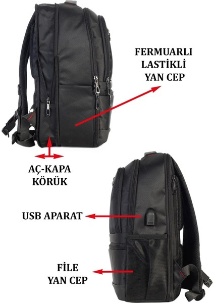 Dias-Avm Laptop-Notebook Sırt Çantası 14 Inç 15,6 Inç USB Girişli Darbeye Dayanıklı Körüklü indirimleri