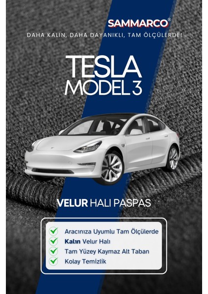 Tesla Model 3 Halı Paspas Velur Paspas Kumaş Paspas Oto Paspas fiyatları