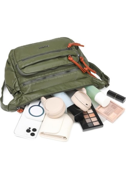 Yıkama Rölaks Deri Yumuşak Kadın Postacı Çantası