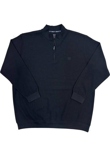 Büyük Beden Erkek Fermuarlı Sweatshirt Ekstra Battal