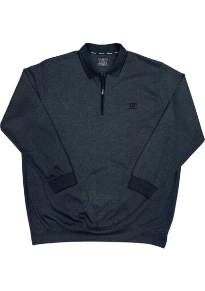 Büyük Beden Erkek Yakalı Sweatshirt Battal