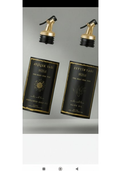 2 Adet Gold Tıpa 2 Adet Gold Etiket Yağdanlik Etiketi Yağdanlık Tıpası