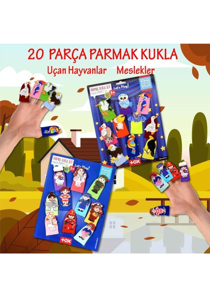 LISINYA247 2 Set - 20 Parça Meslekler ve Uçan Hayvanlar Parmak Kukla Alithestereo