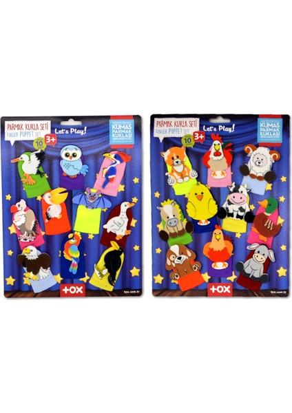 LISINYA247 2 Set - 20 Parça Çiftlik ve Uçan Hayvanlar Parmak Kukla