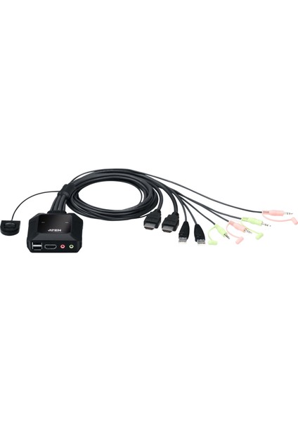 2 Port USB 4K Kvm (Keyboard/video Monitor/mouse) Switch, Masaüstü Tip, Kvm Bağlantı Kablosu Ürüne Gömülüdür, Remote Port Selector ile Birlikte&lt;br&gt; 2-Port USB 4K HDMI Cable Kvm Switch With Remote