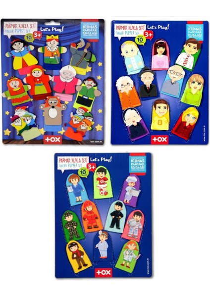 LISINYA247 3 Set - 30 Parça Masal Kahramanları, Meslekler ve Aile Bireyleri Parmak Kukla