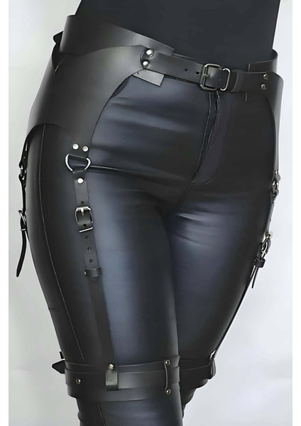 Giysi Üzeri Giyilebilir Deri Jartiyer Harness - Ürün Rengi:kırmızı