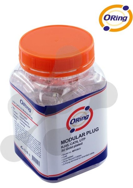 Orıng MPC6U3 Cat6 Plug U/utp RJ45 Altın Uç Konnektör 100 Lü Paket