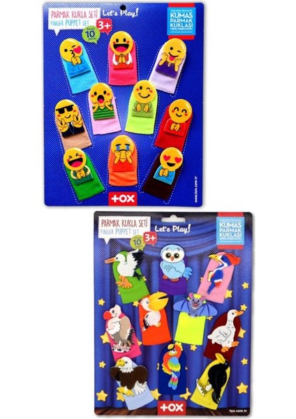 LISINYA247 2 Set - 20 Parça Emojiler ve Uçan Hayvanlar Parmak Kukla - 107015-1453