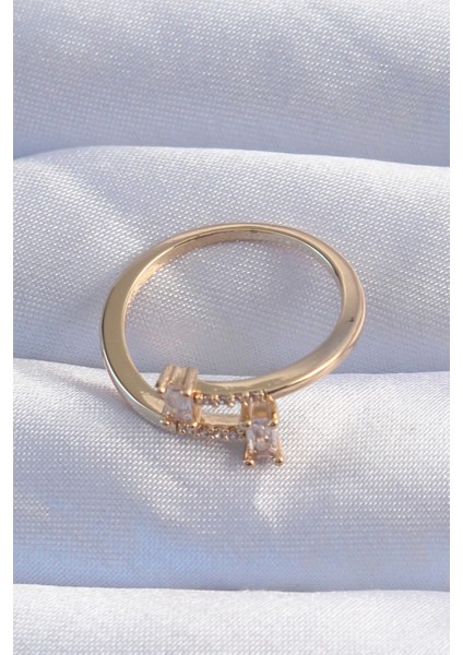 Bfs Pirinç Gold Renk Zirkon Taşlı Geometrik Ayarlanabilir Yüzük fiyatları