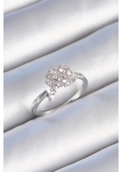 Bfs Pirinç Gümüş Renk Zirkon Taşlı Kadın Yüzük