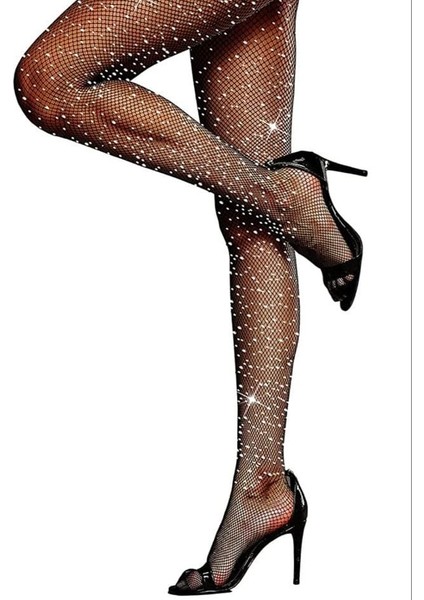 Siyah File Taşlı Çorap fiyatları