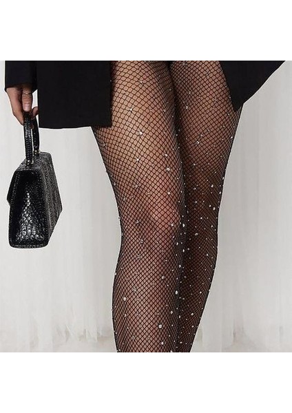 Siyah File Taşlı Çorap modelleri