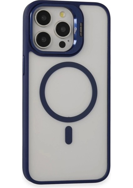 iPhone 15 Pro Max Kılıf Roblox Lens Magsafe Standlı Kapak - LACIVERT-(5796)