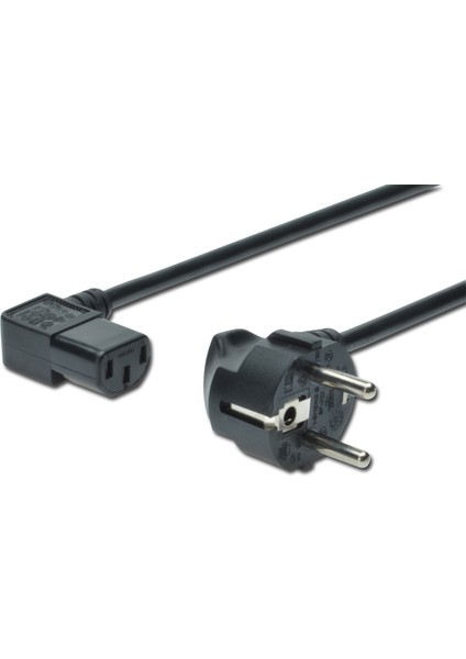 Güç Kablosu, Cee 7/7 (Typ-F) - C13, 90ø Açılı, Erkek / Dişi, 1.8 Metre, H05VV-F3G 0.75QMM, Siyah Renk&lt;br&gt; power Cord, Cee 7/7 (Typ-F) - C13, 90ø Angled M/f, 1.8m, H05VV-F3G 0.75QMM, Black