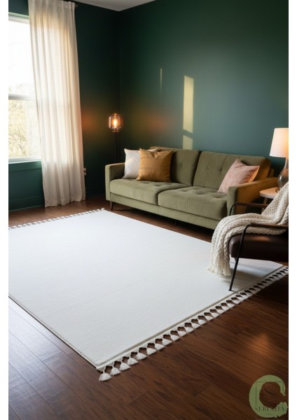 Post/peluş Yıkanabilir Kaymaz Taban Yumşacık Beyaz Örgü Saçaklı Modern ve Şık Salon Oturma Odası Mutfak Çocuk Odası Koridor Antre Halısı fiyatları