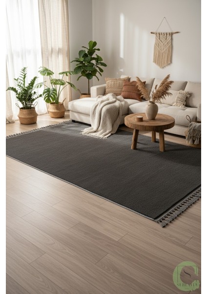 Post/peluş Yıkanabilir Kaymaz Taban Yumşacık Antrasit Örgü Saçaklı Modern ve Şık Salon Oturma Odası Mutfak Çocuk Odası Koridor Antre Halısı fiyatları