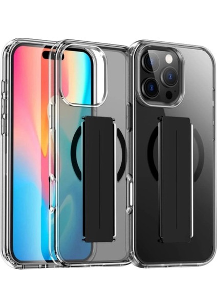 iPhone 16 Pro Kılıf Alfa Magsafe Standlı Kapak - SIYAH-(5796)