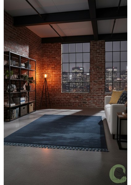 Post/peluş Yıkanabilir Kaymaz Taban Yumşacık Mavi Örgü Saçaklı Modern ve Şık Salon Oturma Odası Mutfak Çocuk Odası Koridor Antre Halısı fırsatları