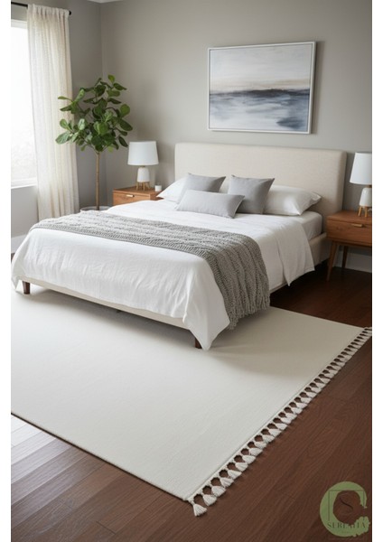 Post/peluş Yıkanabilir Kaymaz Taban Yumşacık Beyaz Örgü Saçaklı Modern ve Şık Salon Oturma Odası Mutfak Çocuk Odası Koridor Antre Halısı fiyatları