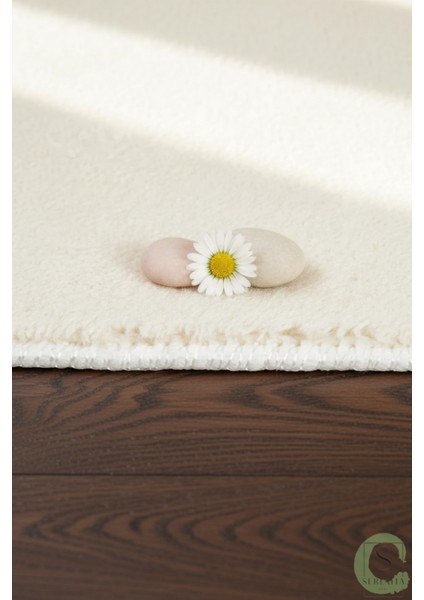 Post/peluş Yıkanabilir Kaymaz Taban Yumşacık Krem/ekru Örgü Saçaklı Modern ve Şık Salon Oturma Odası Mutfak Çocuk Odası Koridor Antre Halısı modelleri